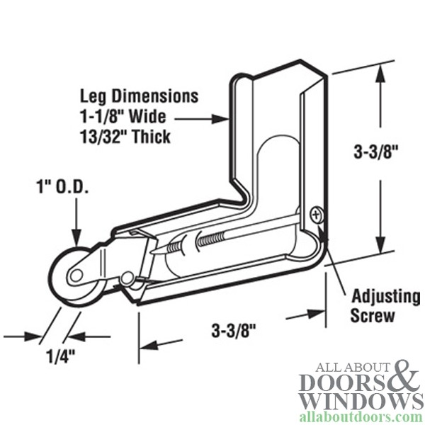 1" Nylon Corner Insert Roller Assembly Jim Walters Stamped Aluminum