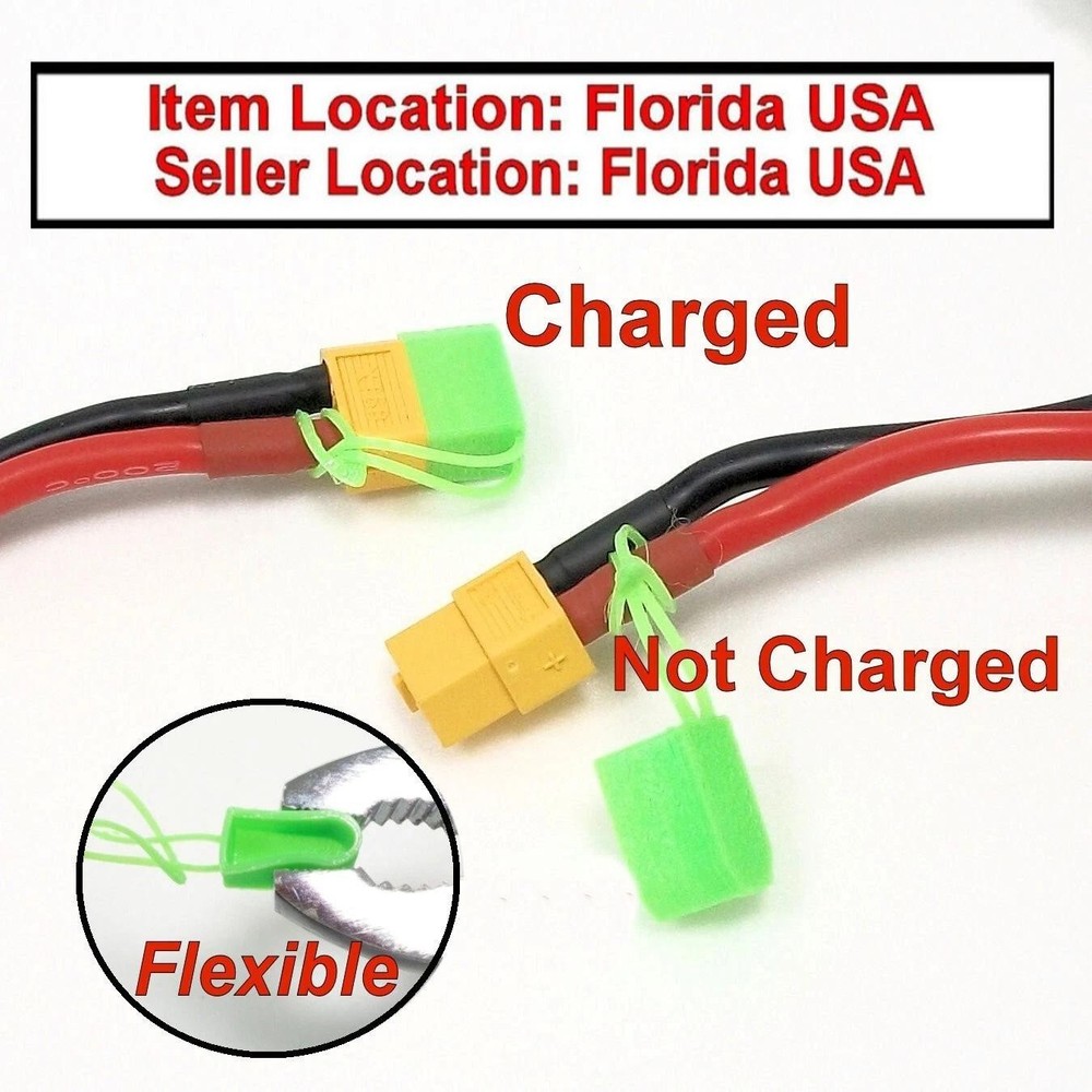 XT60 RC Battery Connector Cap Cover Charged Status Indicator GREEN LOOP 12 pcs