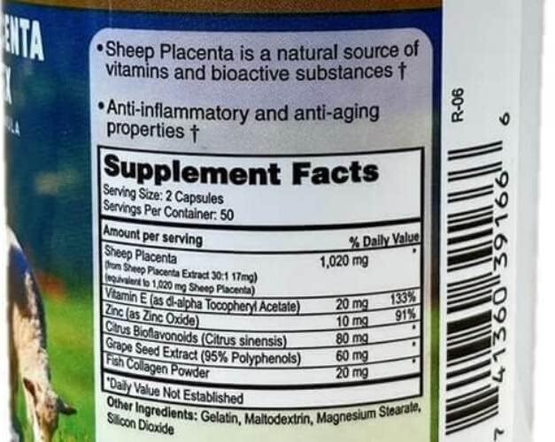 Sheep Placenta Complex 100 Capsules