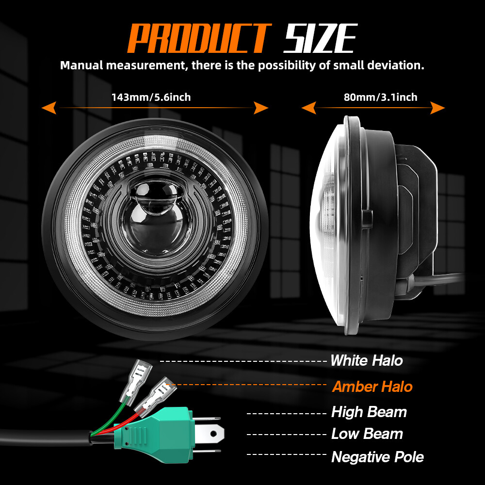 4Pcs For Ford Mustang 1969 5.75" LED Headlights Hi/Lo Beam Start Light Projector