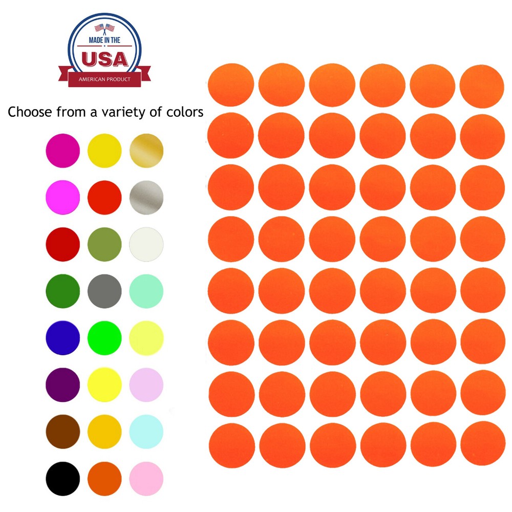 17mm Circle Dot Labels Color Coded Stickers ~3/4" For Art Craft Projects