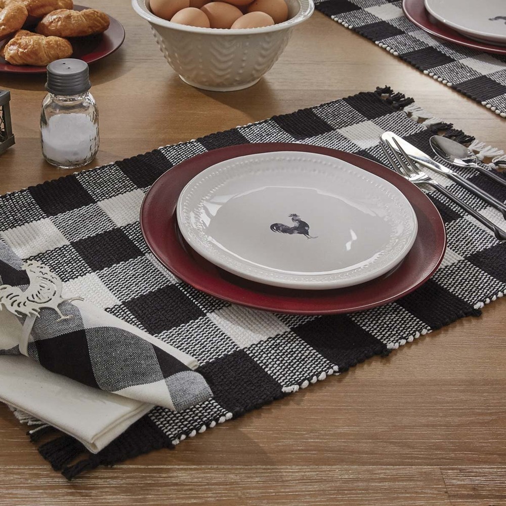 Buffalo Black and White Check Yarn Placemats