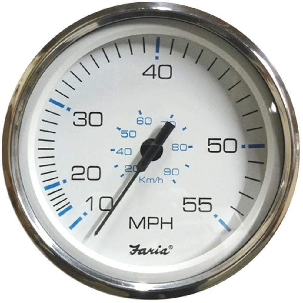 Faria 5" Speedometer 55 MPH Chesapeake White SS Bezel #SE9504
