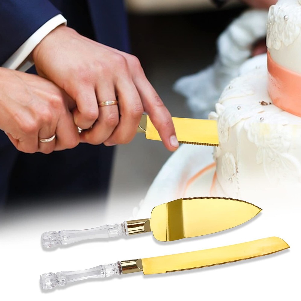 2PCS/Set Wedding Cake Knife and Server Set, Cake Cutting Set for Wedding with...