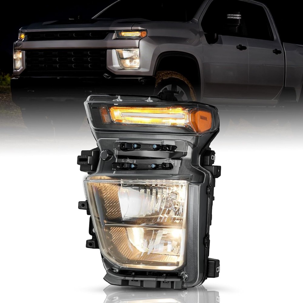 Halogen Headlight For 2024-2025 Chevrolet Silverado 2500HD Driver Side Black