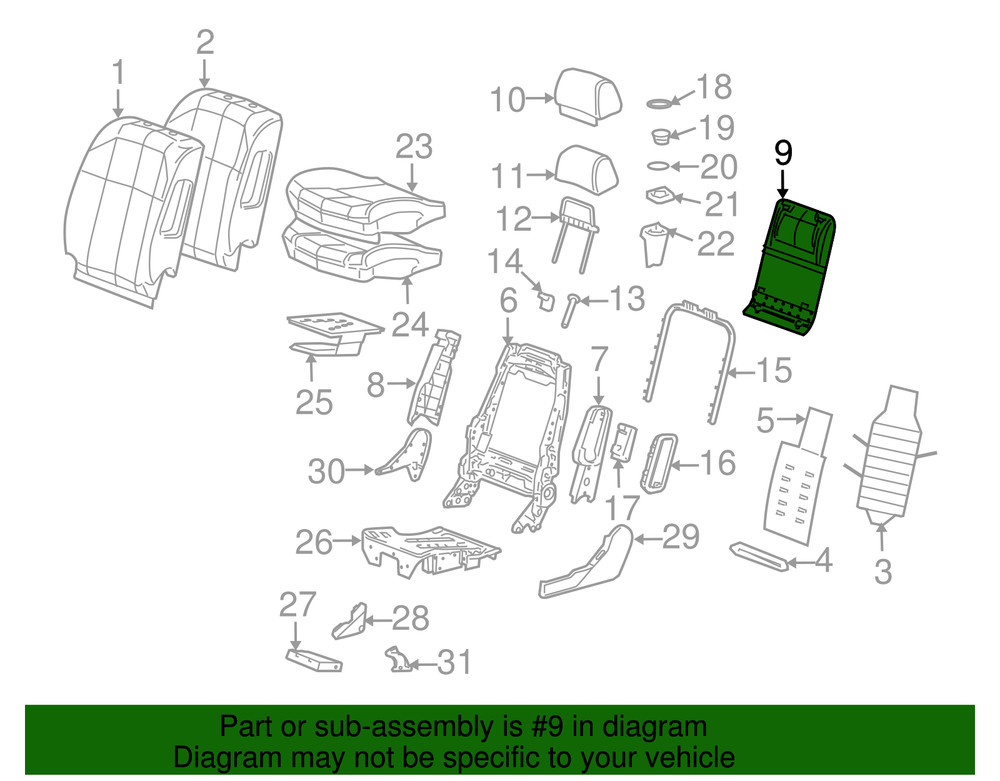Genuine GM Seat Back Panel 88993969