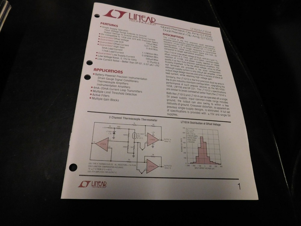 Electronics Specification Guide Application Linear Technology LT1013 1014