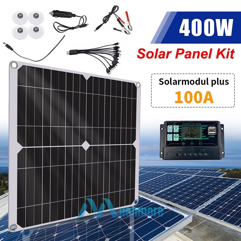 6000W Complete Solar Panel Kit Power Inverter Generator 100A 110V RV Grid System