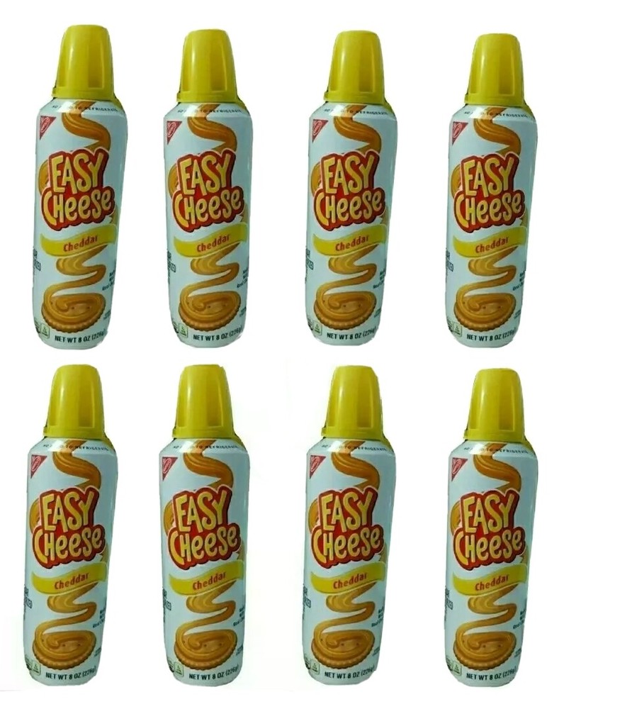 NABISCO EASY CHEESE CHEDDAR SPREADABLE NO NEED TO REFRIGERATE 8 PKS