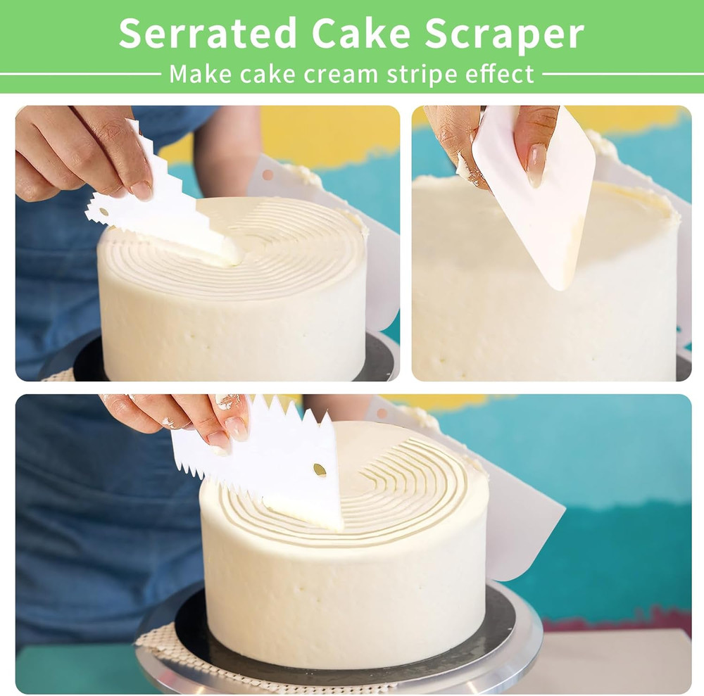 Cake Scraper, Cake Smoother Scraper Set, Dough Scraper Icing Scraper Polisher To