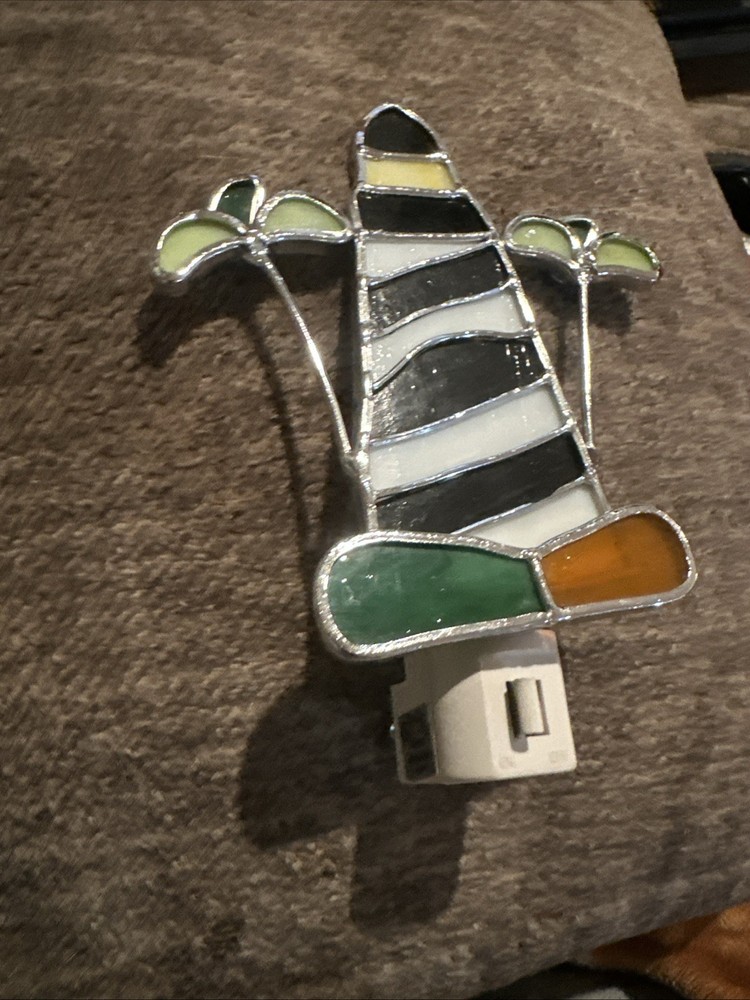 Stained Glass Lighthouse Plug in Night Light on/off switch Works