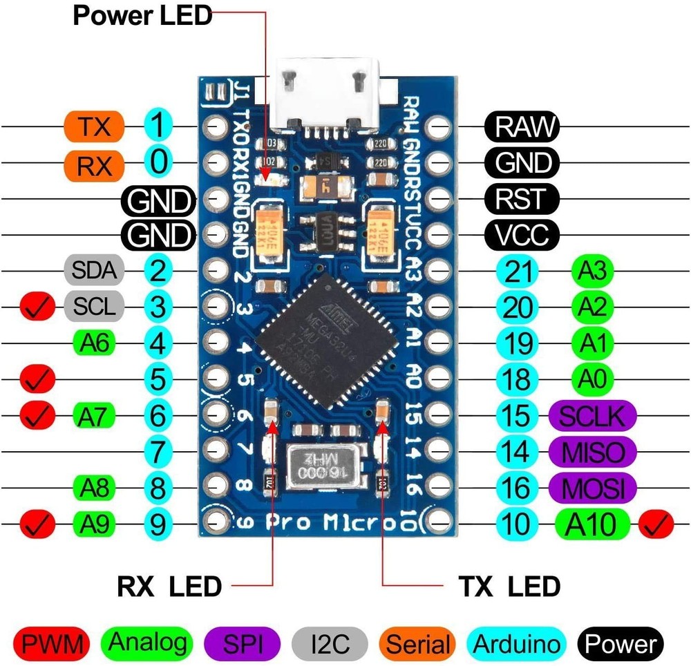 Compact Pro Micro 16MHz Module Trio with Reinforced USB - ESD Safe Packaging