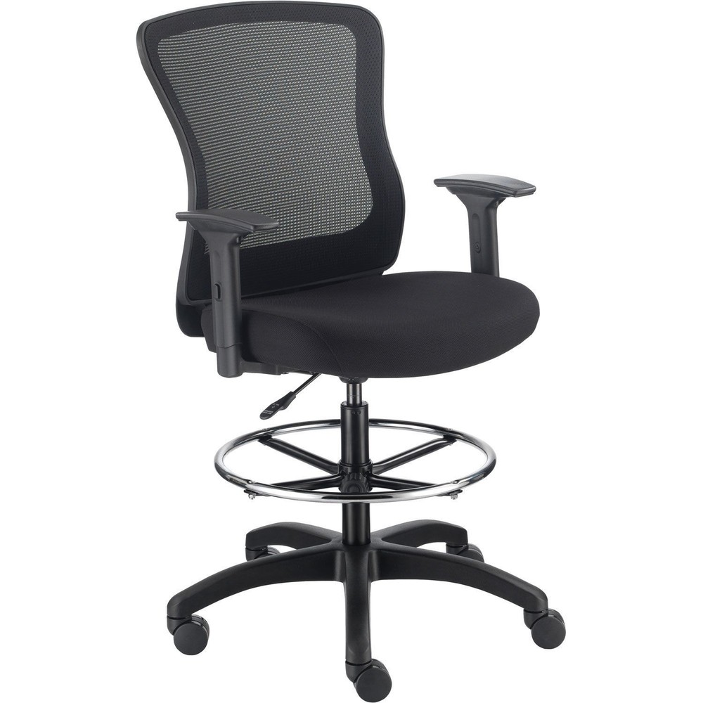 Mesh Back Task Stool Black Adjustable Arms High Back