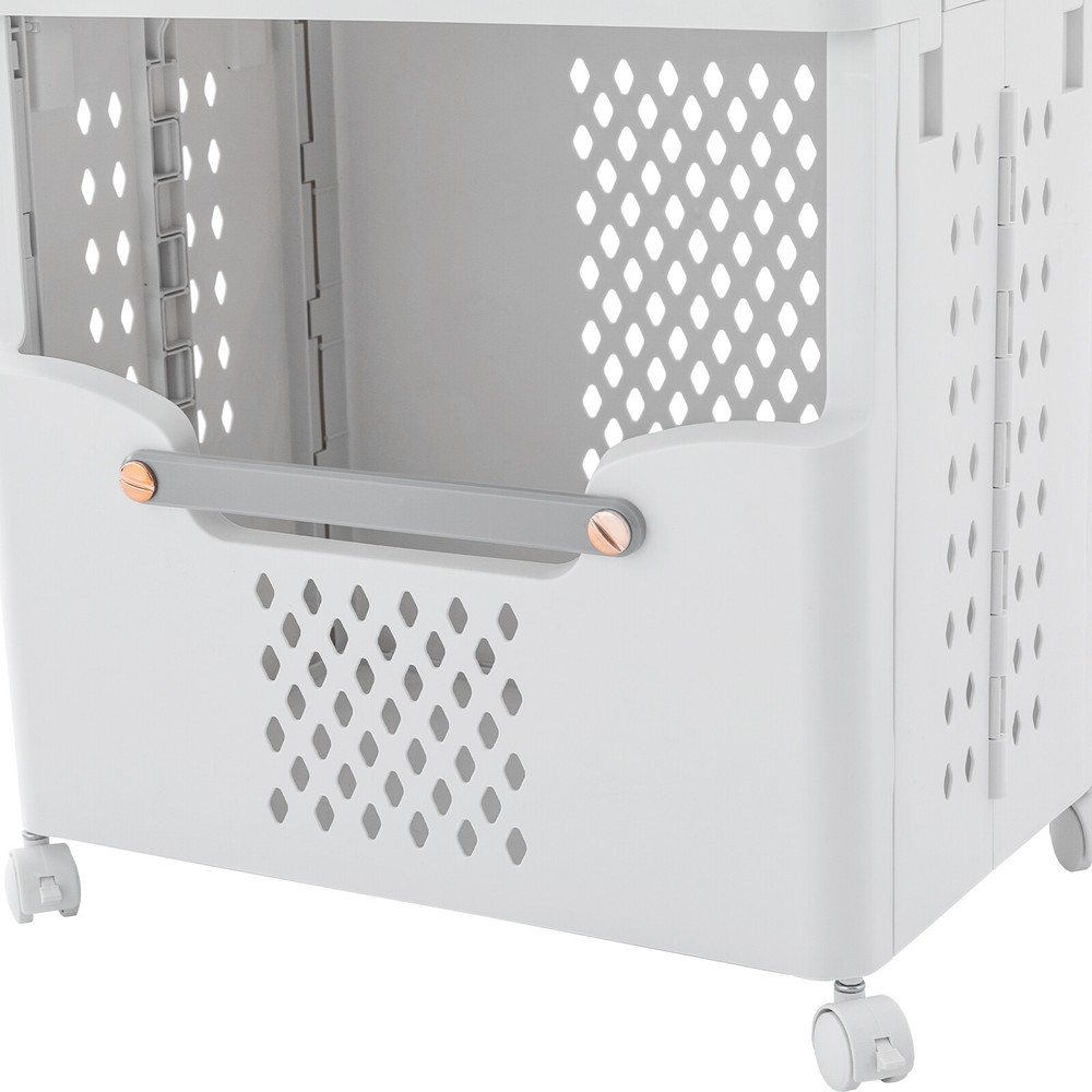 2-tier Movable Laundry Basket Laundry Hamper w/ Wheels Laundry Stackable Basket