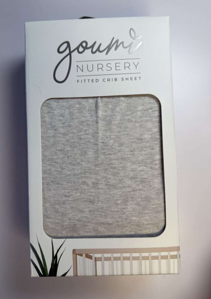 Goumi Nursery Fitted Crib Sheet Grey NWT!