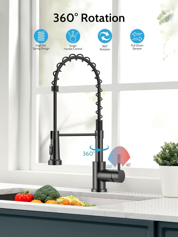 Kitchen Faucet W/ Pull Down Sprayer High Arc Single Handle Stainless Steel
