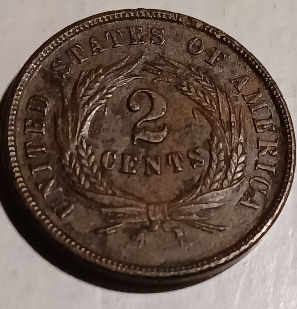 1864 Philadelphia Mint Copper Two Cent Coin