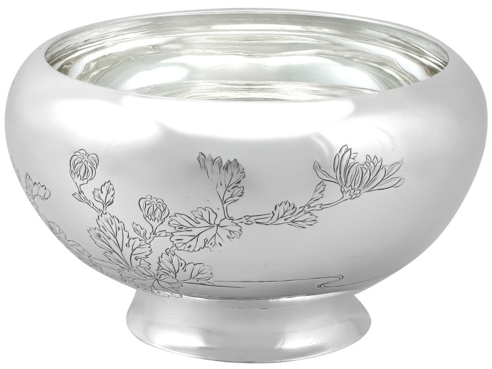 Antique Japanese Silver Serving Bowl