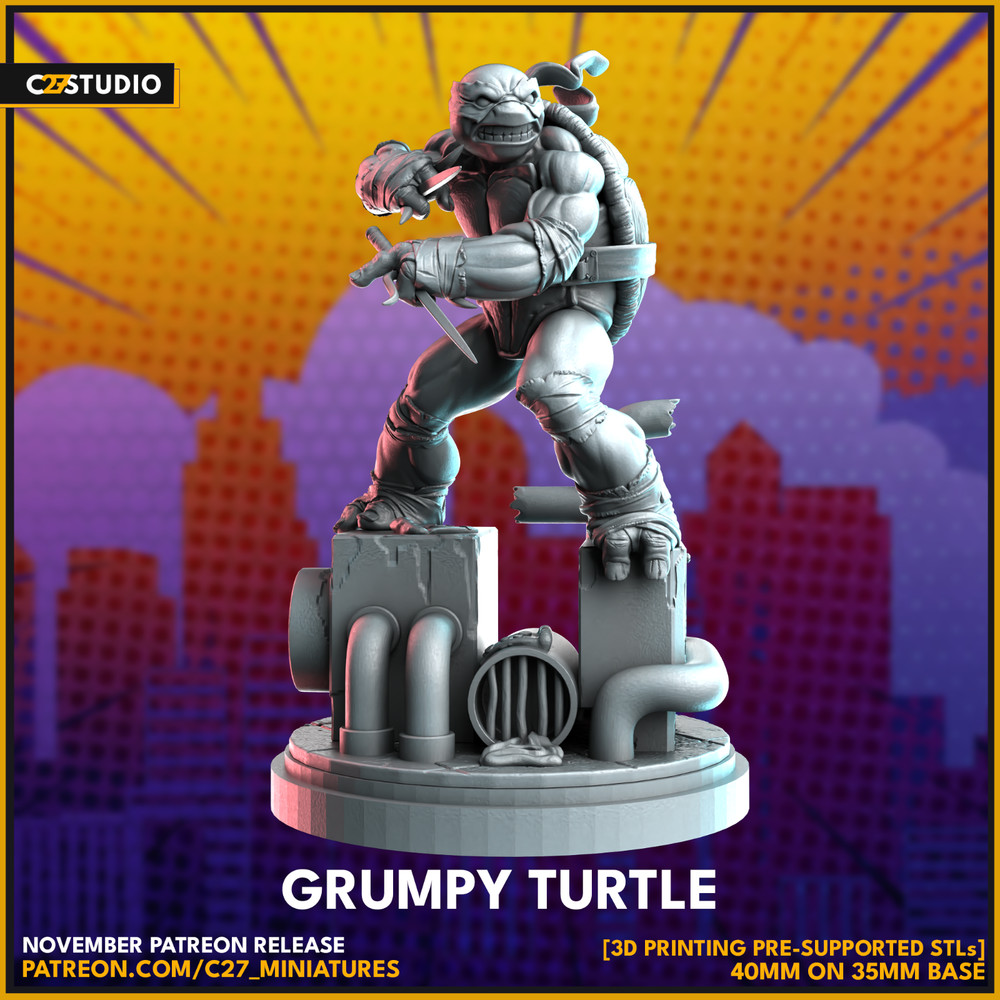 Leonardo, Michelangelo, Donatello, Raphael 3d Printed TTRPG Miniature