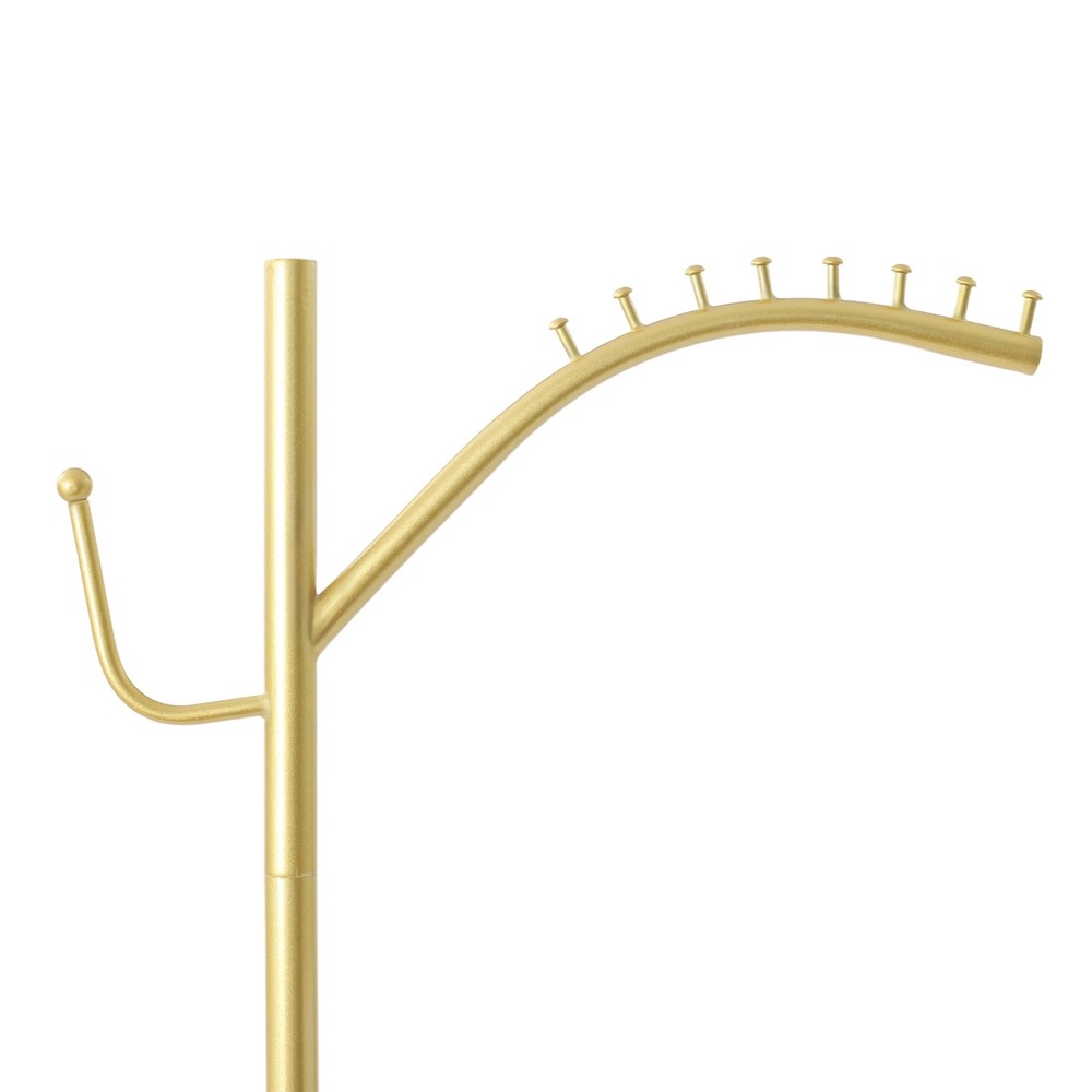 50lbs Load Capacity 8-Hook Standing Clothes Rack With Marble Base, Gold