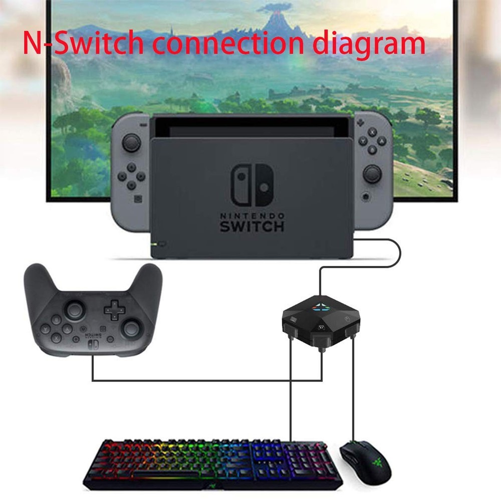 Dobe NS-Switch PS4 PS3 Game Keyboard and Mouse Adapter for PS4, PS3, black