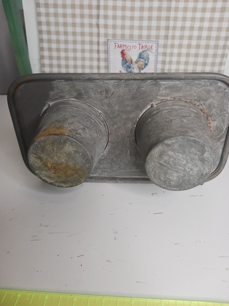 Authentic vintage galvanized steel double basin wall sink with original...