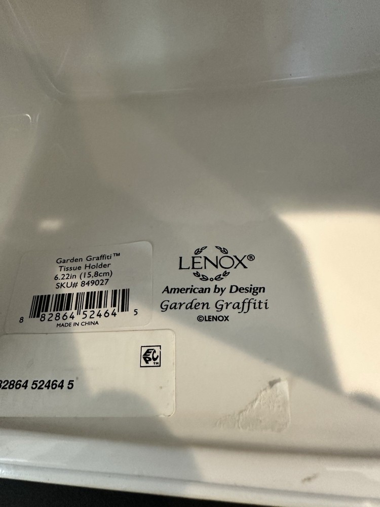 Lenox Tissue Box Cover Garden Graffiti HTF
