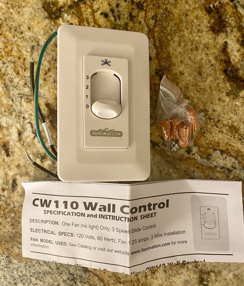Fanimation Controls - CW10WH Three Speed Ceiling Fan Control