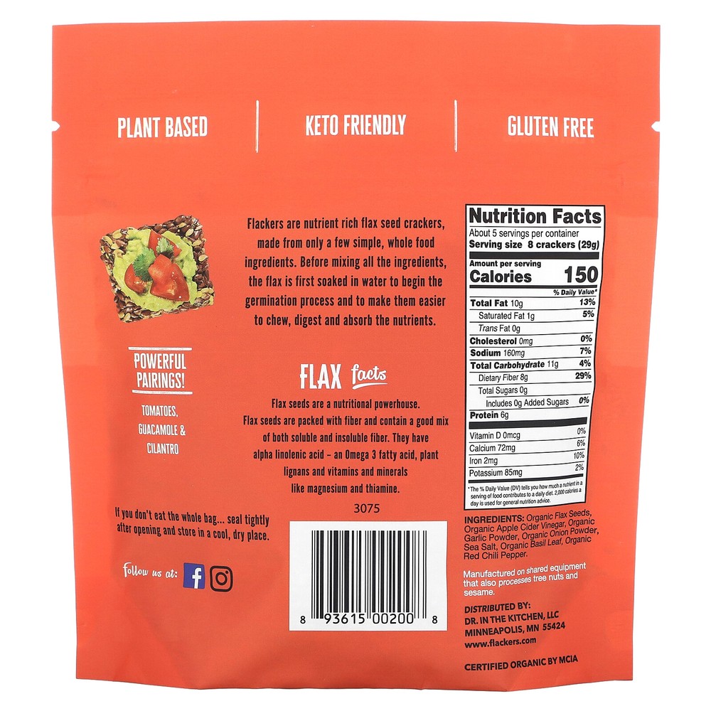 Flax Seed Crackers, Savory, 5 oz (142 g)