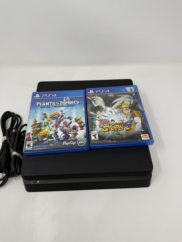 Sony PS4 Slim 1TB Console Bundle w/ Controller, HDMI, Cables + 2 Games Tested