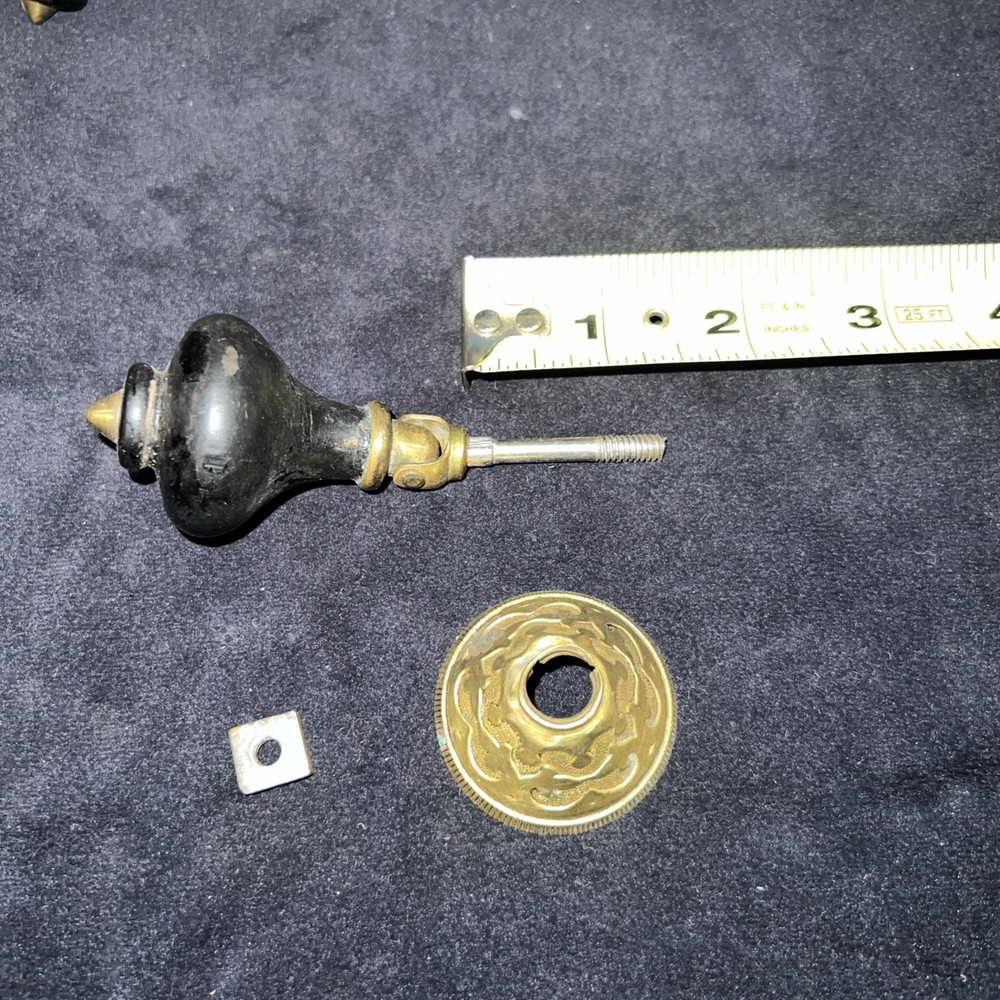 4 MATCHING ANTIQUE TEARDROP BLACK EBONIZED VICTORIAN PULLS