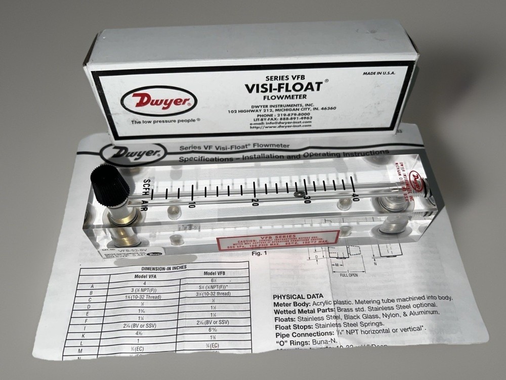 Dwyer VFB-52-BV Visi-Float Flowmeter ~New