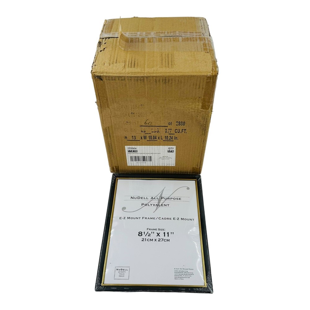18 Count EZ Mount Document Frame w/ Trim Accent Plastic 8.5 x 11 Black/Gold
