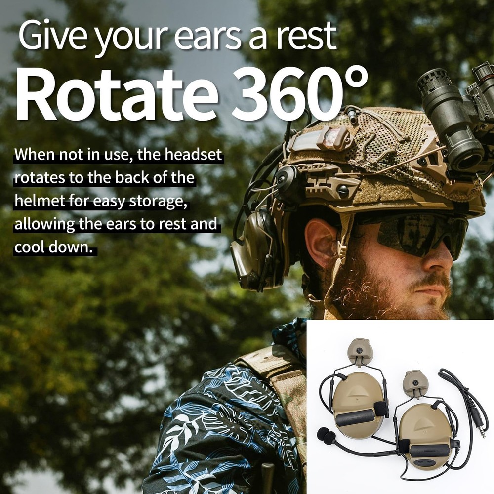 Comta 2 Tactical Headset with Arc Rail Adapter Multi-Angle WZ212-DE, Tan
