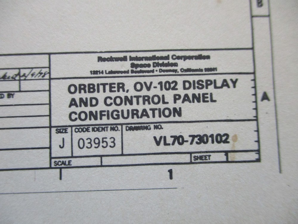 NASA Orbiter OV-102 Display and Control Panel Configuration Diagrams