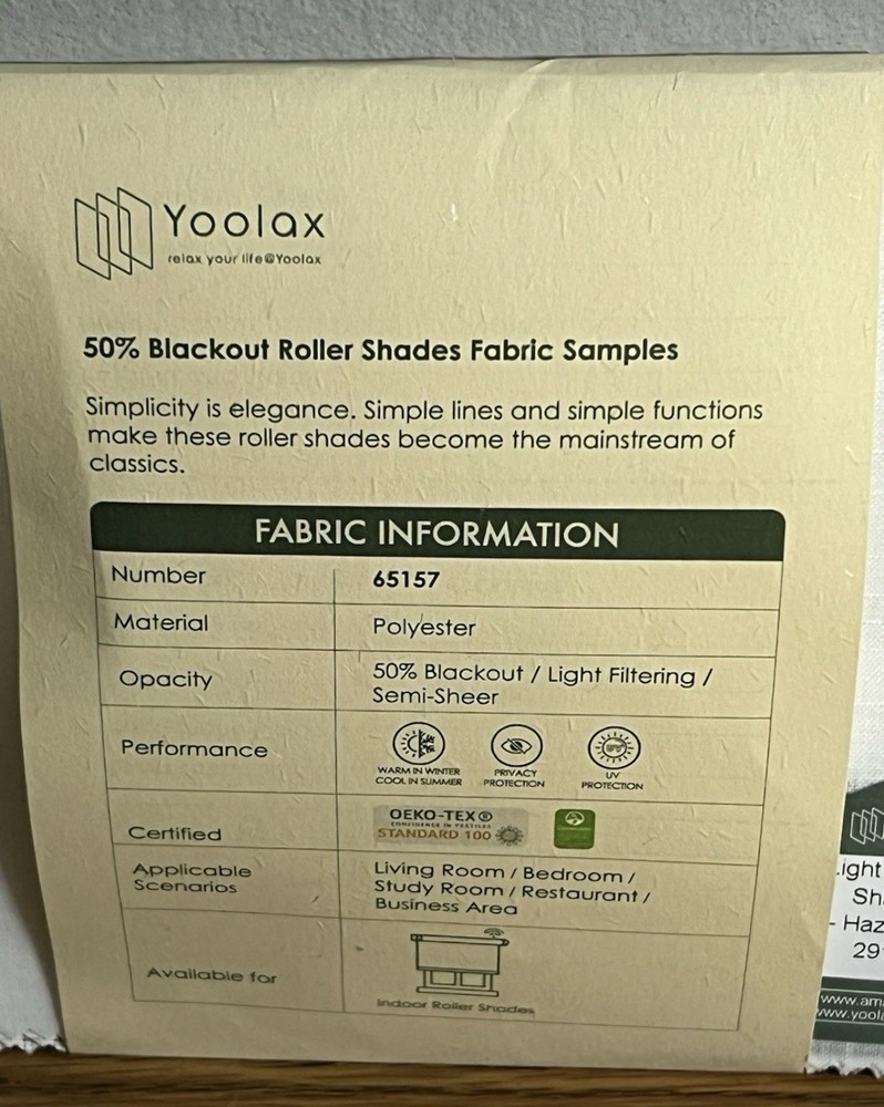 50% Blackout Roller Shades Fabric Samples