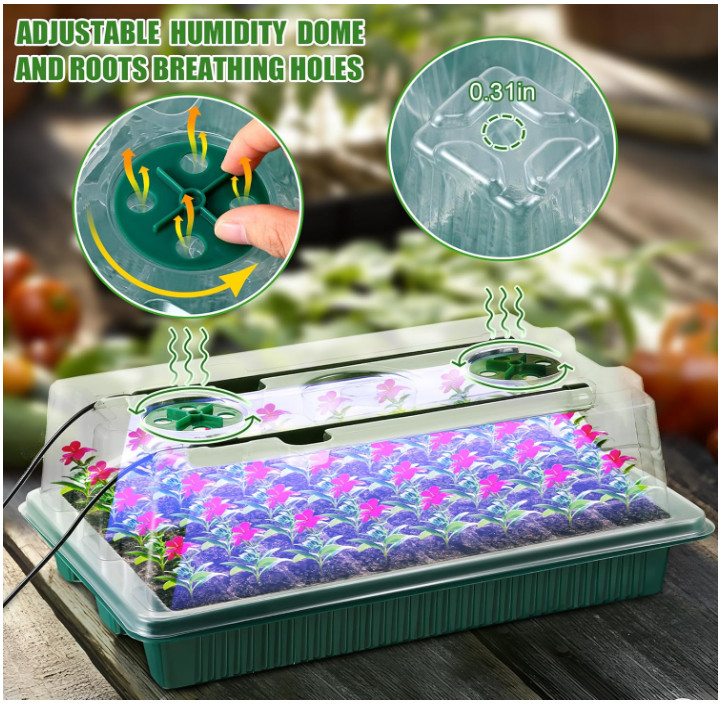 2 Packs Seed Starter Tray with Grow Light High Dome Seed Germination Kit 80...