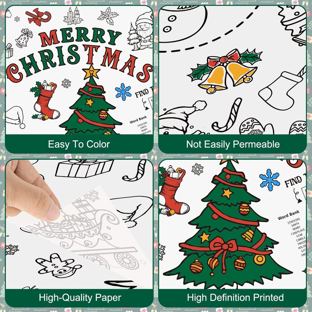 Christmas Coloring Tablecloth for 72" x 30" (Rectangular), 1 Pcs-chrsitmas