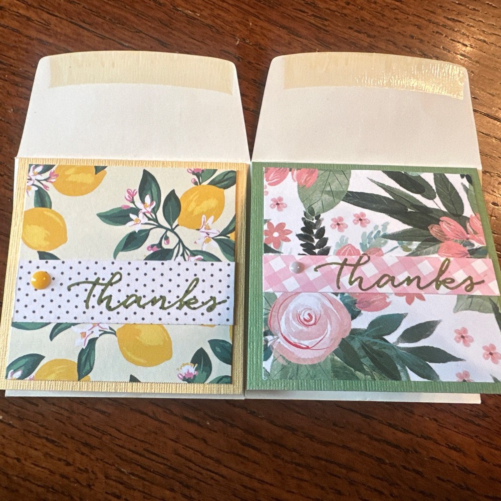 2 Handmade Mini Cards 3x3, Thank