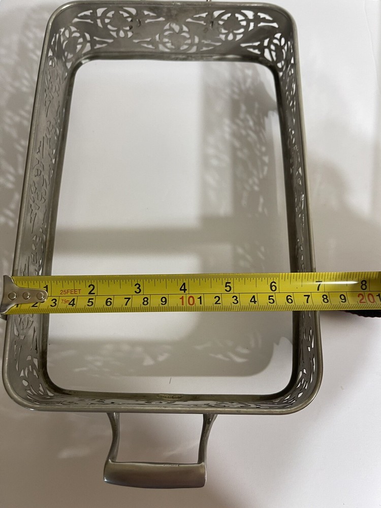 Vtg Footed Rectangular Serving Tray With Pyrex Serving Dish