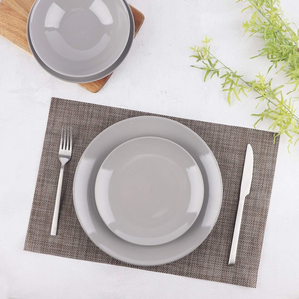 18-Piece Stoneware Dinnerware Set Smokey Grey Service 6