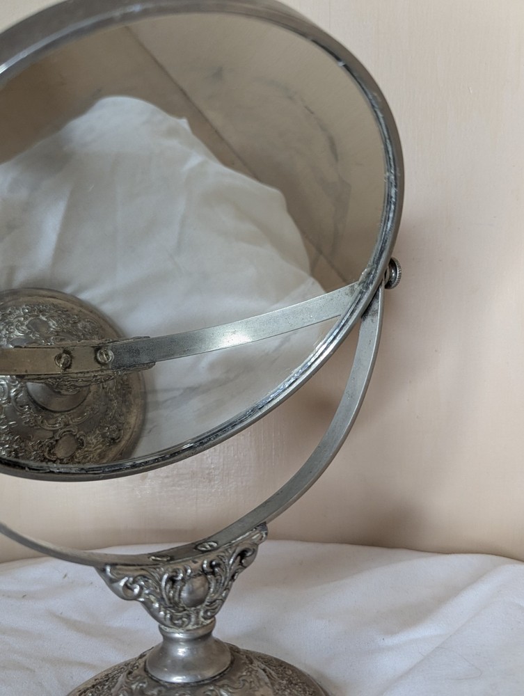Vintage Victorian Silver Plated Standing Mirror