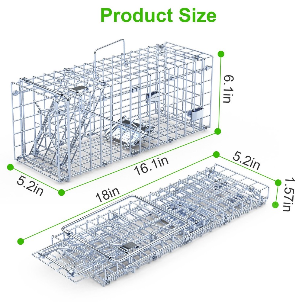 2pc Cage Galvanized Iron Mouse Control Bait Catch w/ L Shaped Rod For Kitchen