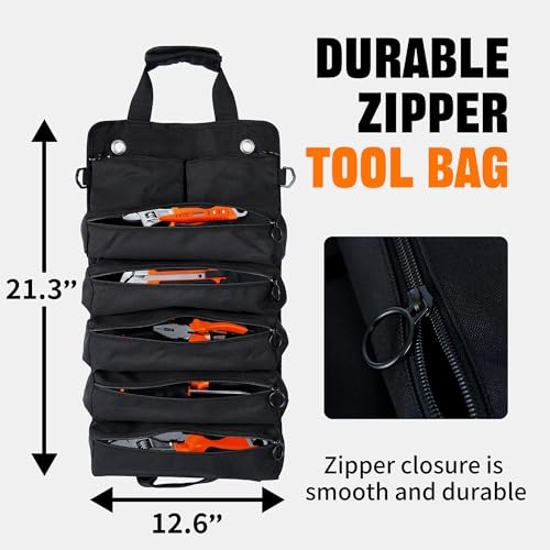 Portable Foldable Roll-Up Waterproof Tool Bag Organizer with 5 Compartments &