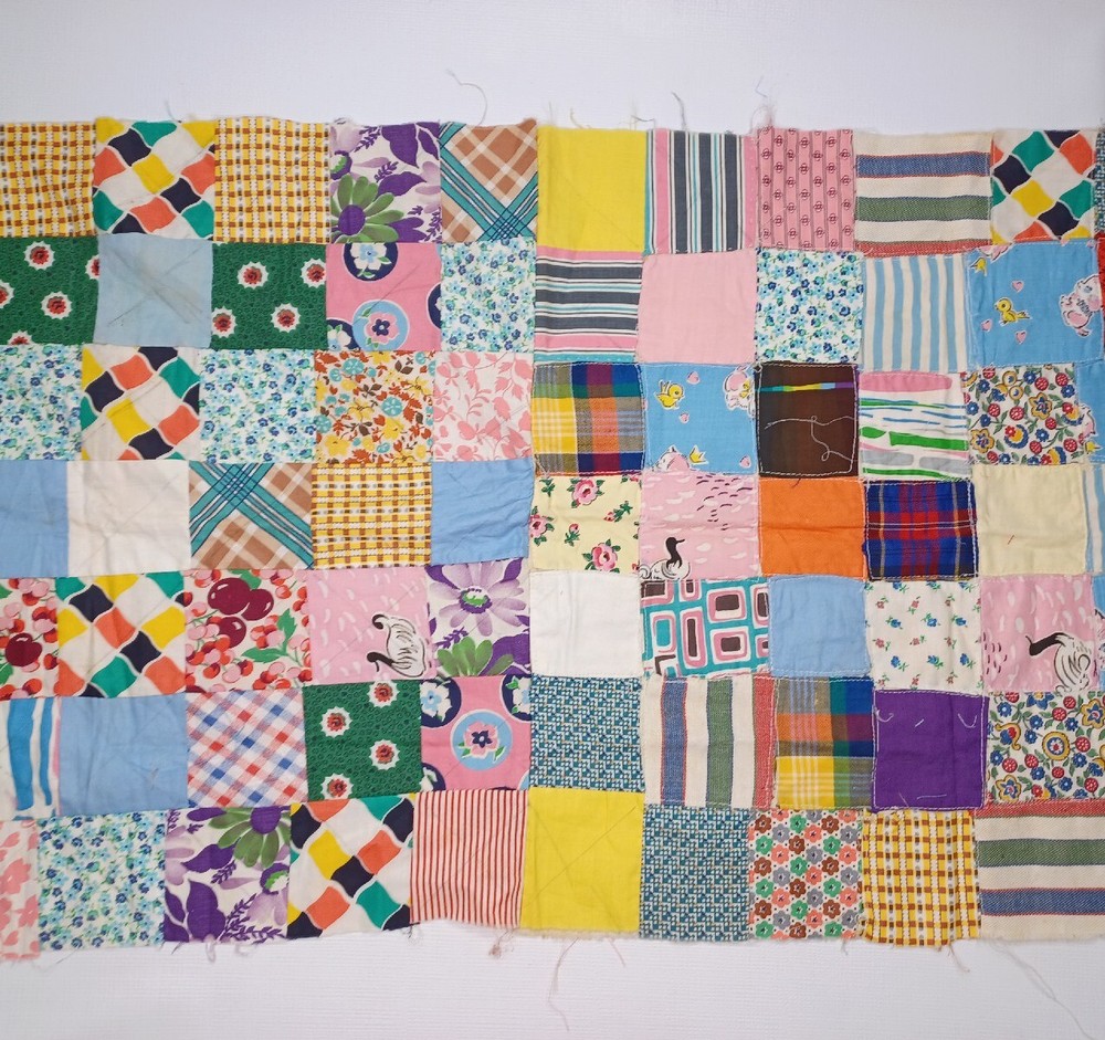 16" X 33" Patchwork Quilt Pillow Vintage Work In Progress