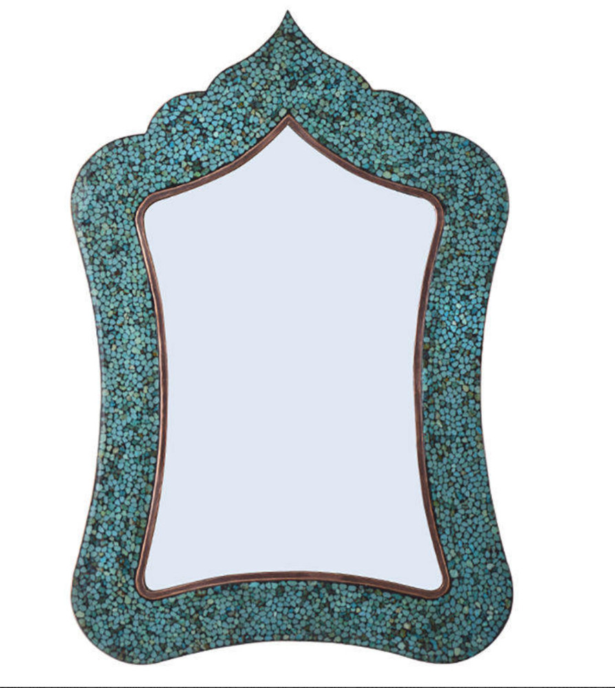 Persian Turquoise Inlay Copper Mirror