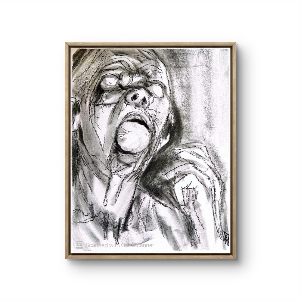 Expressionist Horror Face – 11x14 Pastel Drawing on Paper