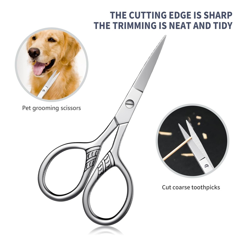 2 PCS Stainless Steel Small Scissors Textured Handle All Purpose Craft Sharp