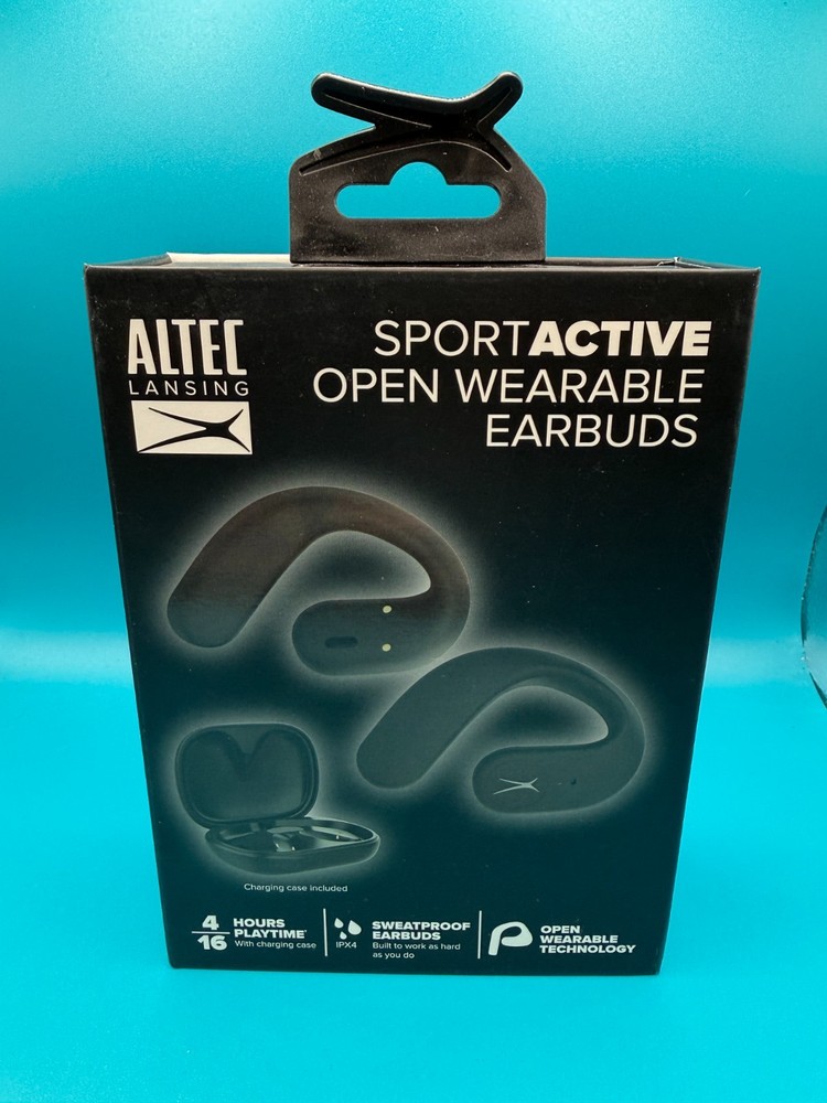 ALTEC Lansing Sport Active Open Earbuds - Sweat Proof - Black - New