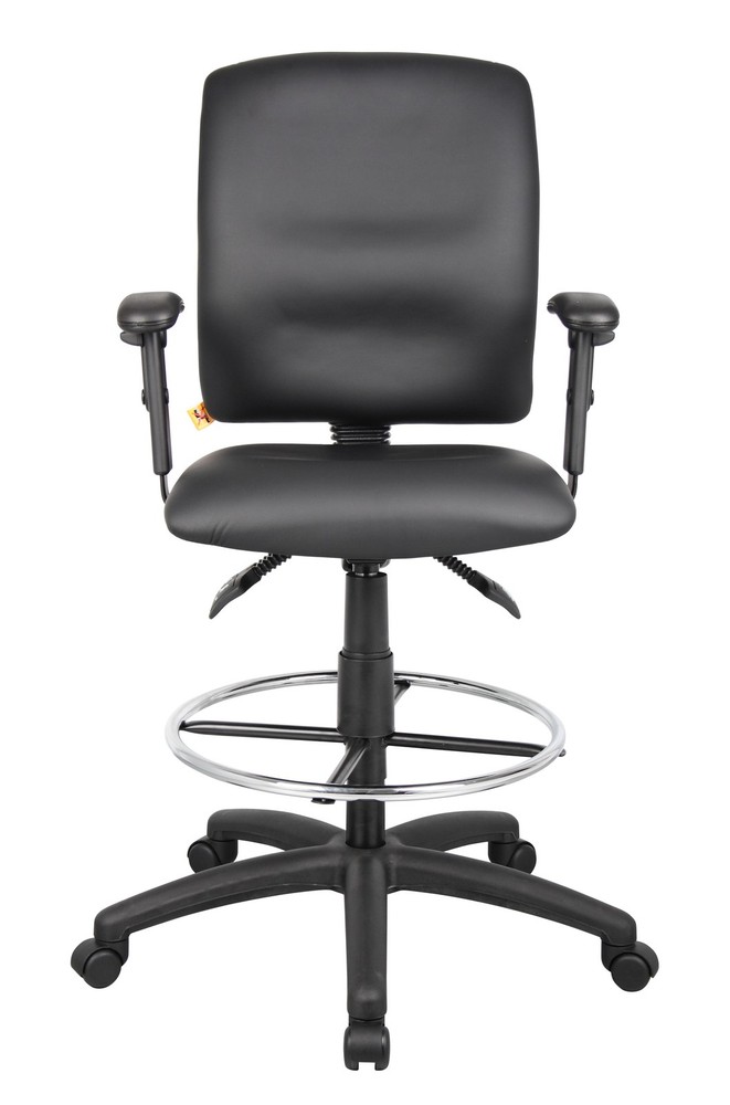 Boss Multi-Function LeatherPlus Drafting Stool W/ Adjustable Arms MODEL # B1646